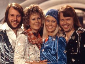 ABBA in London during the Waterloo era in 1974: Björn Ulvaeus, Anni-Frid Lyngstad, Agnetha Fältskog and Benny Andersson