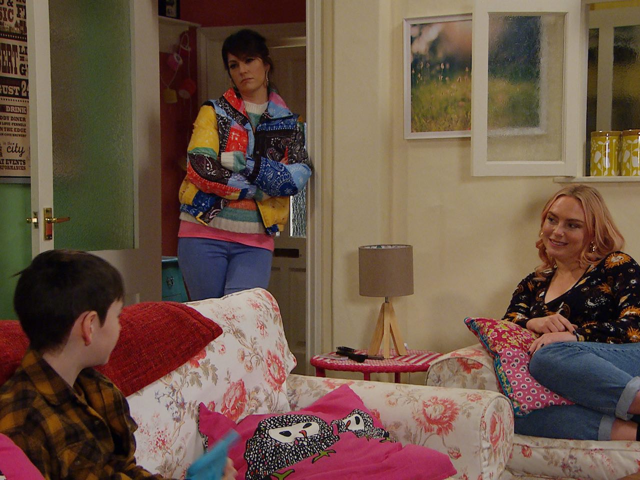 Kerry, Amy and Kyle on Emmerdale on February 17, 2022