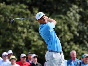 Adrian Meronk plays at The Masters in Augusta on April 6, 2023