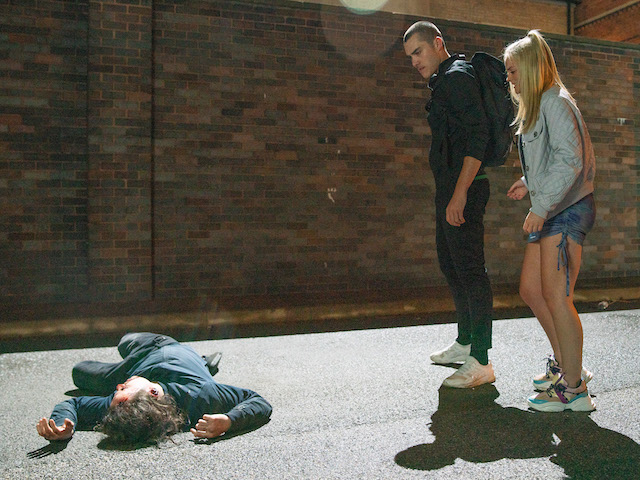 Seb, Corey and Kelly on Coronation Street on August 30, 2021