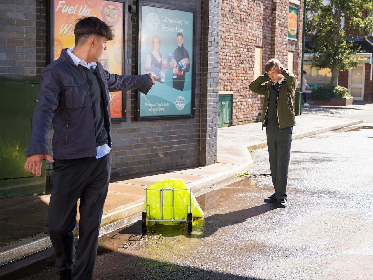 Mason and Dylan on Coronation Street on November 8, 2023