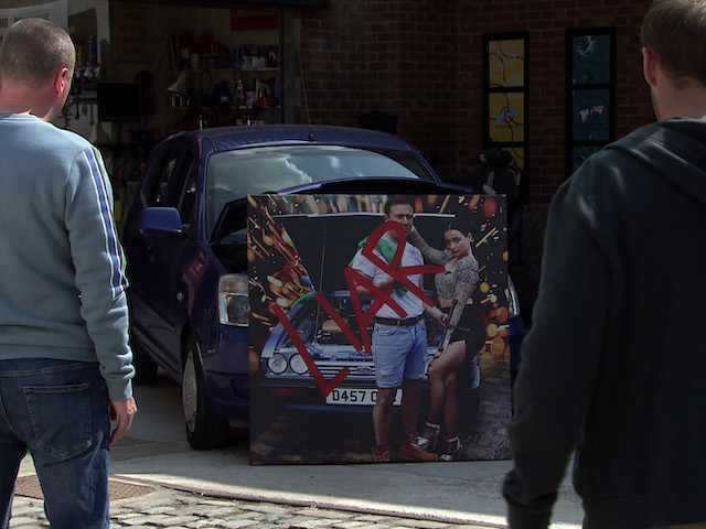 Tyrone and Alina's defaced photograph on Coronation Street on September 15, 2021