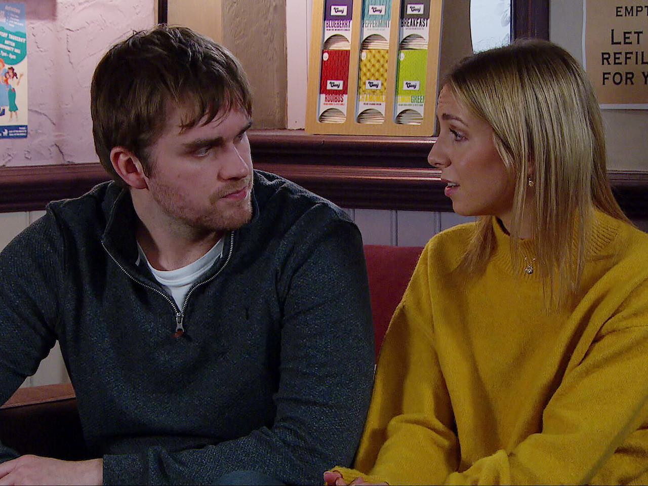 Belle and Tom on Emmerdale on February 6, 2024