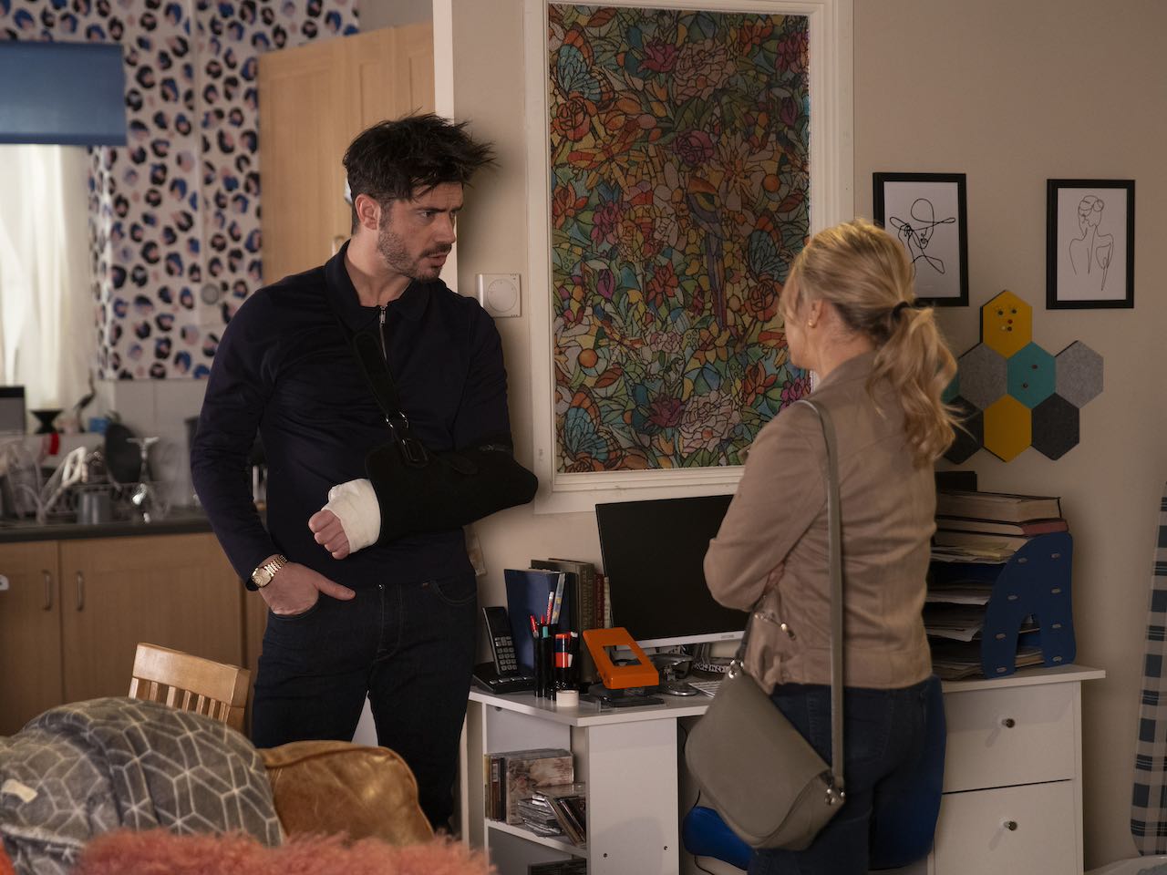Sarah and Adam on Coronation Street on March 29, 2024