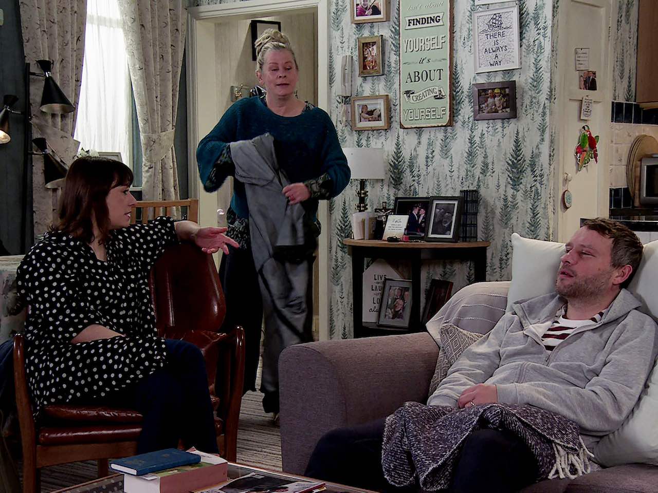 Hannah, Bernie and Paul on Coronation Street on April 26, 2024