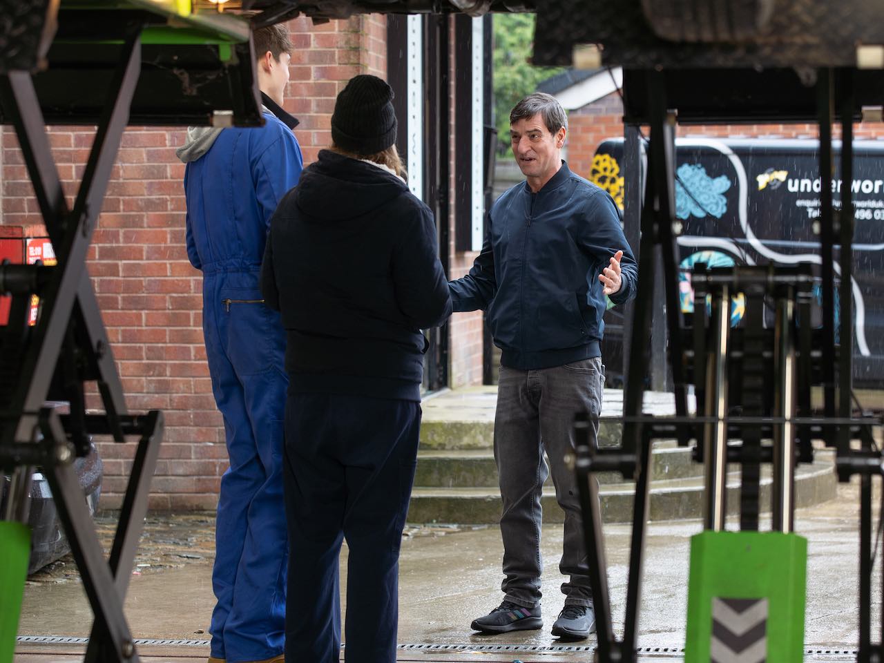 Eric, Aaron and Abi on Coronation Street on May 12, 2023