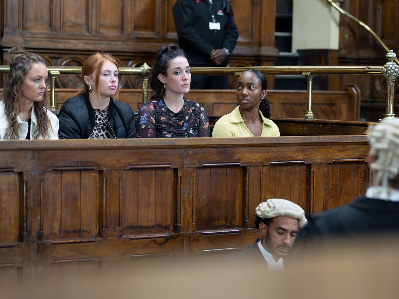Naomi and the other defendants in court on Emmerdale on November 9, 2022