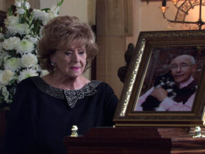 Rita beside Norris's photograph on Coronation Street on September 24, 2021