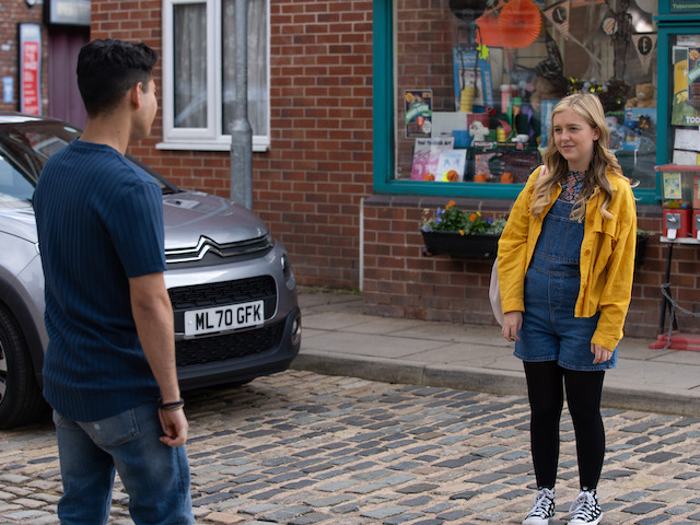 Summer and Aadi on Coronation Street on October 4, 2021