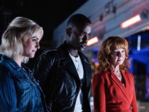 Ruby, The Doctor and Mel in Doctor Who