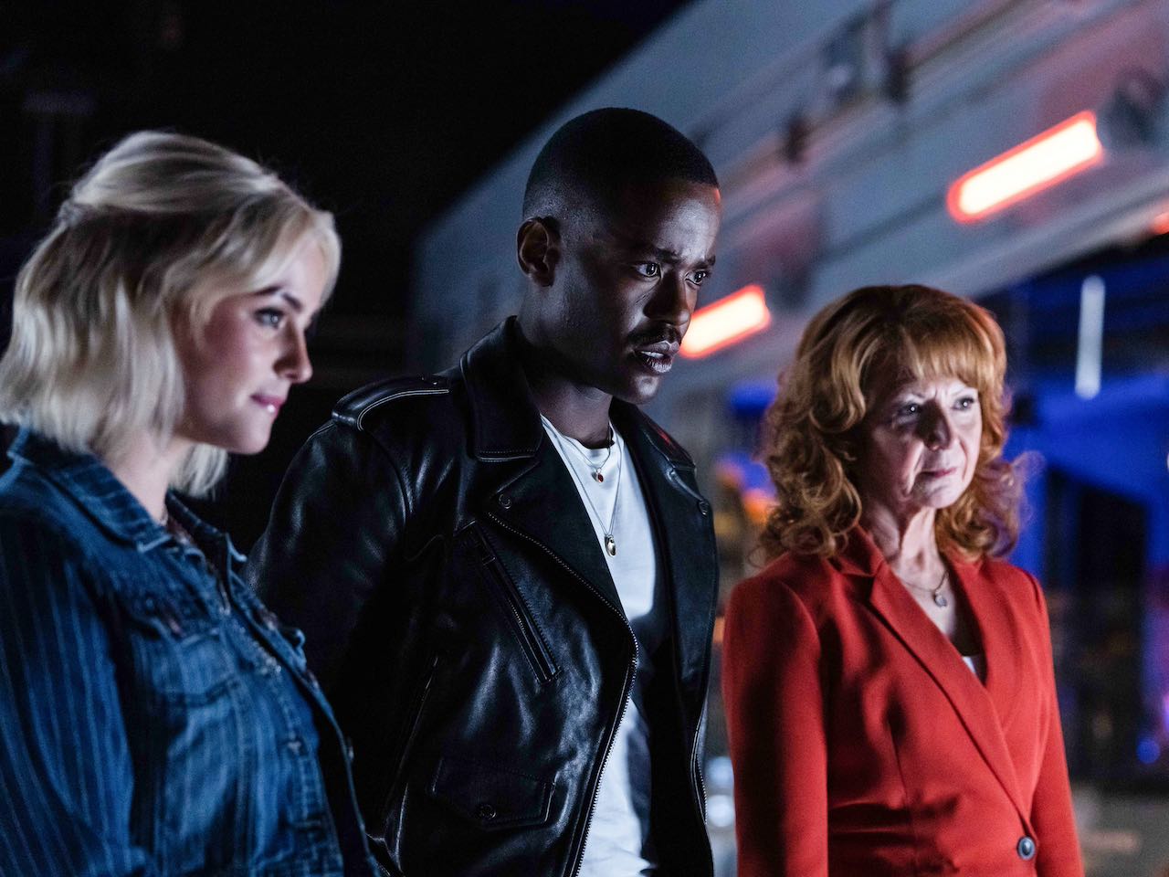 Ruby, The Doctor and Mel in Doctor Who
