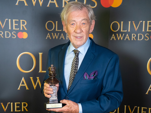 Ian McKellen with his special Olivier Award