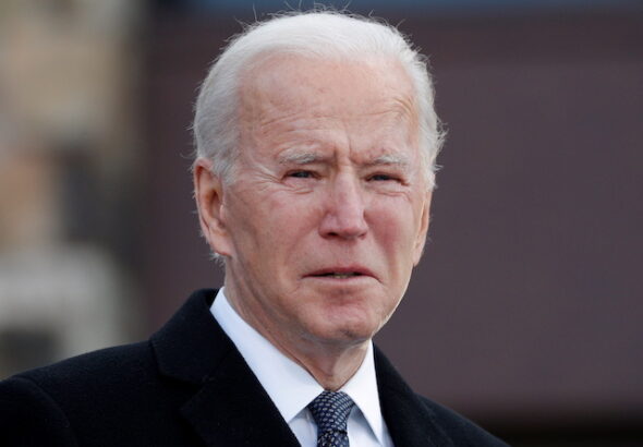 Joe Biden in New Castle, Delaware, on January 19, 2021