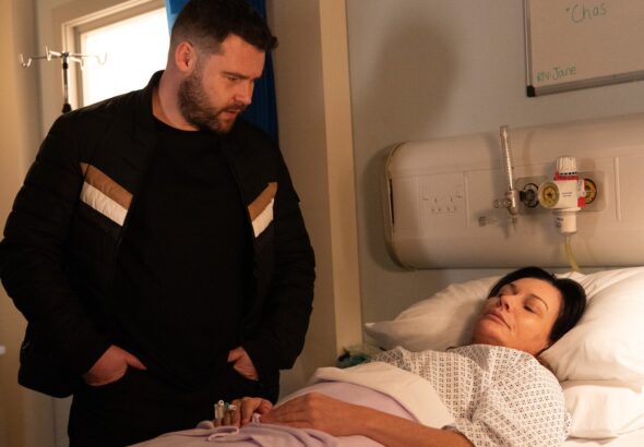 Aaron visits Chas in hospital on Emmerdale on March 14, 2024
