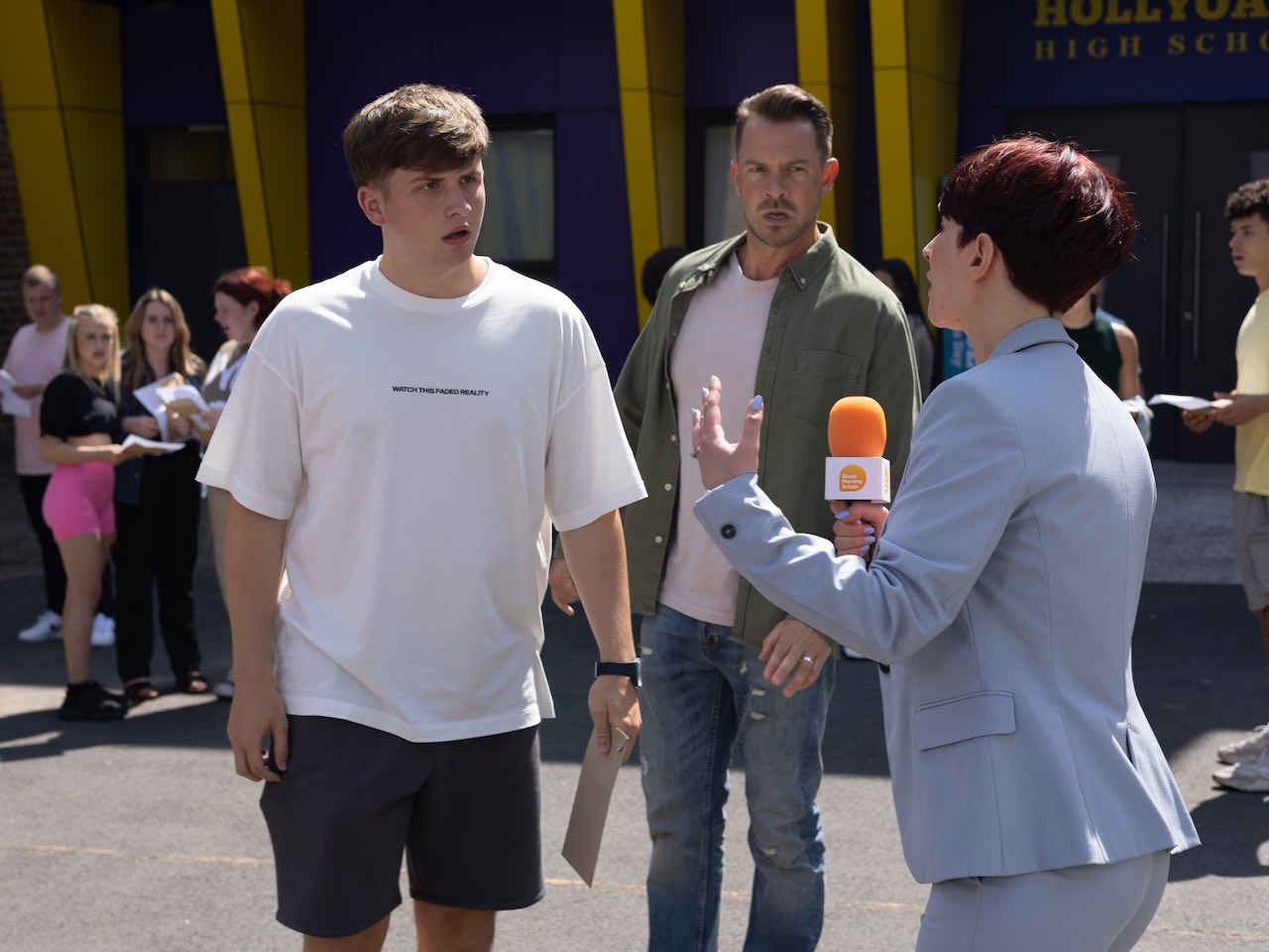 Charlie Behan, Ashley Taylor Dawson and Katy Rickitt on Hollyoaks