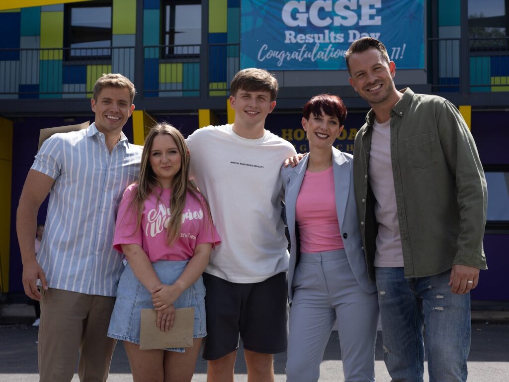Adam Rickitt, Ela-May Demircan, Charlie Behan, Katy Rickitt and Ashley Taylor Dawson on Hollyoaks