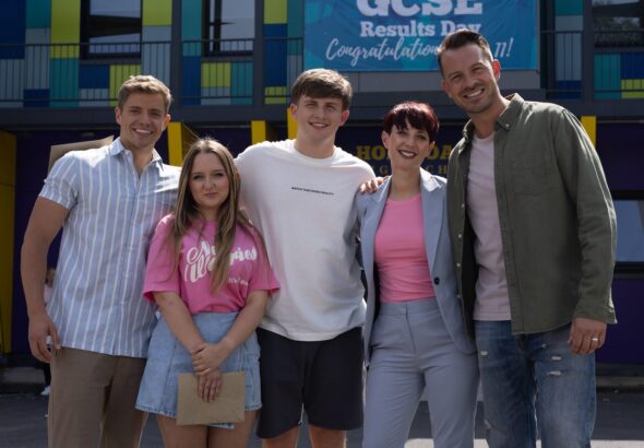 Adam Rickitt, Ela-May Demircan, Charlie Behan, Katy Rickitt and Ashley Taylor Dawson on Hollyoaks