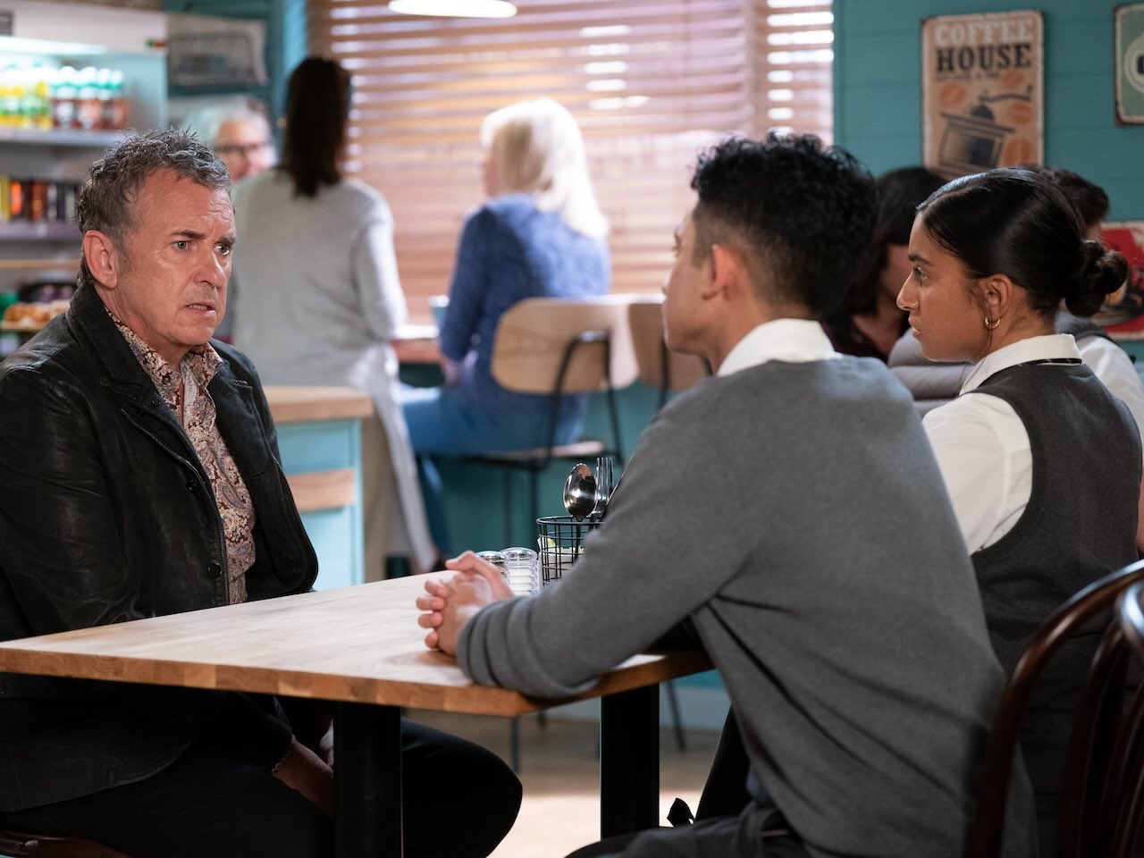 Alfie, Nugget and Avani on EastEnders on October 4, 2024