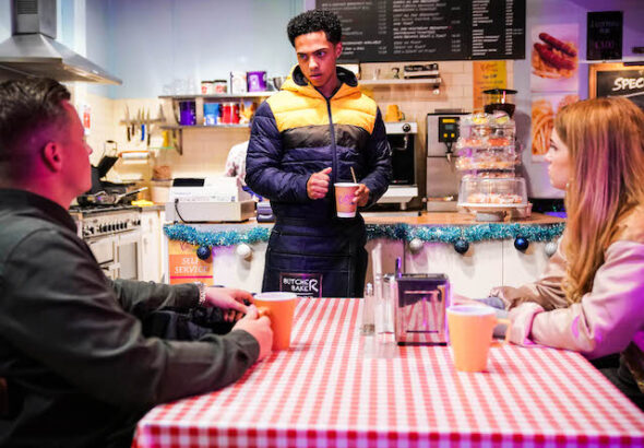 Aaron, Keegan and Tiffany on EastEnders on December 2, 2021