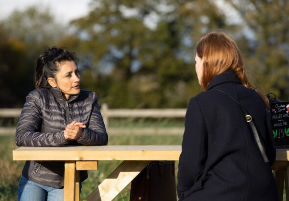 Manpreet and Carol on Emmerdale on December 24, 2021