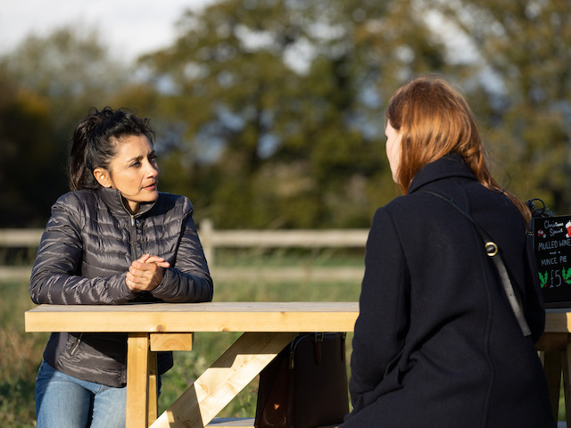 Manpreet and Carol on Emmerdale on December 24, 2021