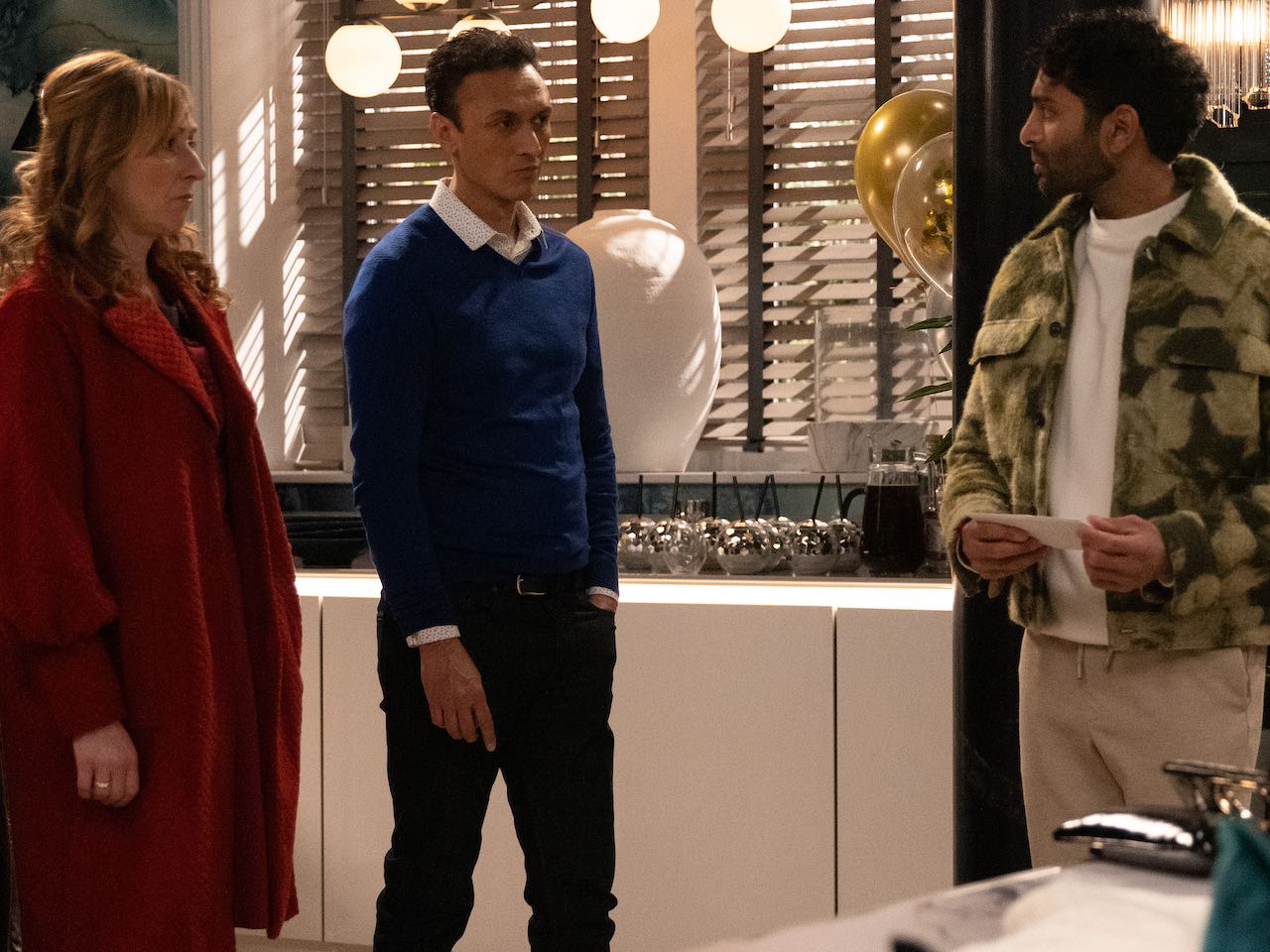 Jai, Suni and Laurel on Emmerdale on February 20, 2024
