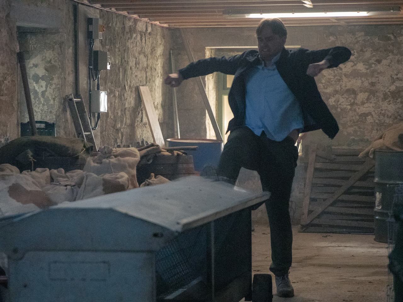 Tom lashes out in the barn on Emmerdale on June 24, 2024