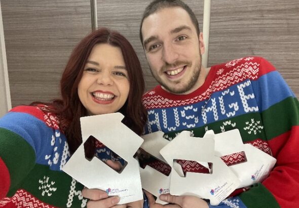 LadBaby celebrating their 2021 Christmas number one