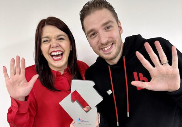 LadBaby celebrating their 2022 Christmas number one