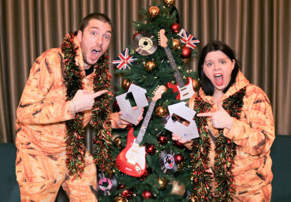LadBaby celebrating their 2020 Christmas number one