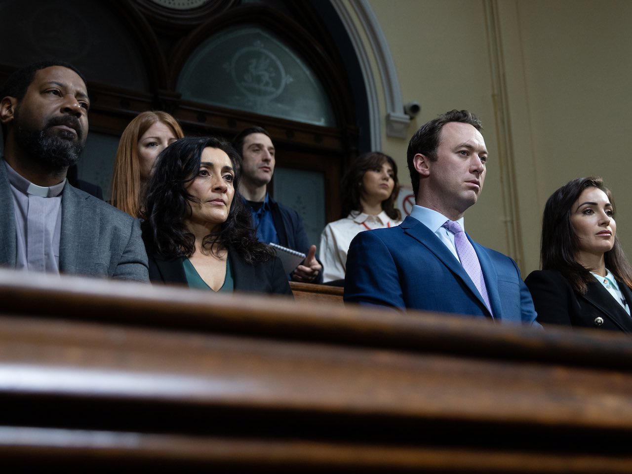 Charles, Manpreet, Liam and Leyla in court on Emmerdale on April 13, 2022