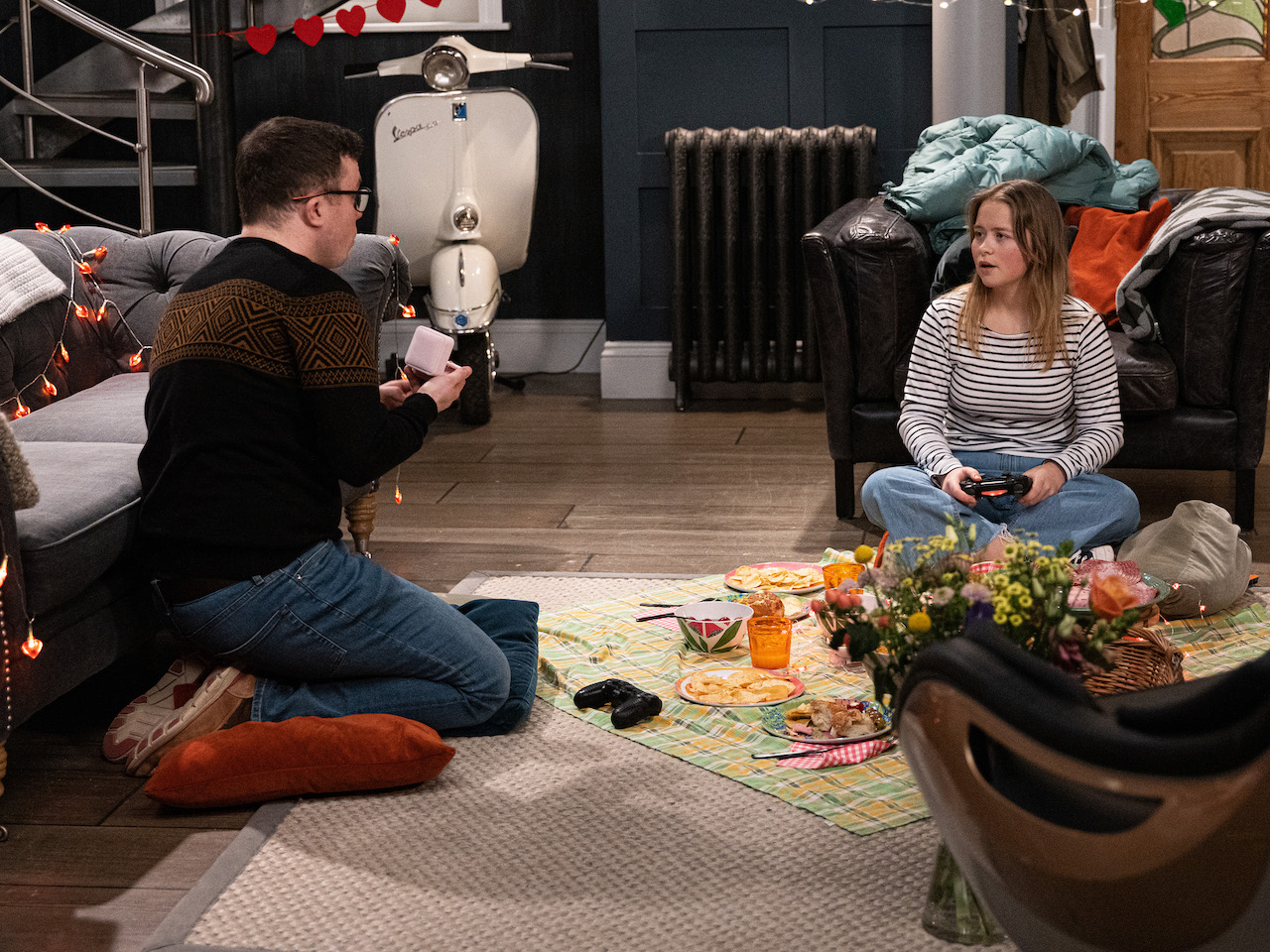 Vinny and Liv on Emmerdale on February 15, 2022