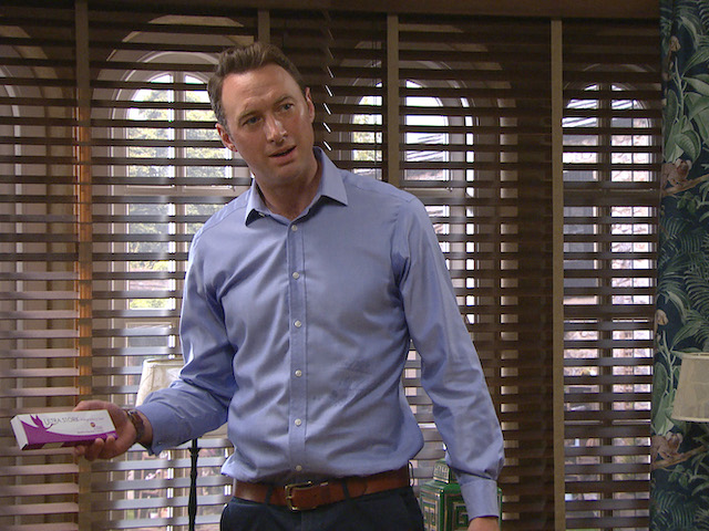 Liam with the pregnancy test on Emmerdale on August 19, 2021