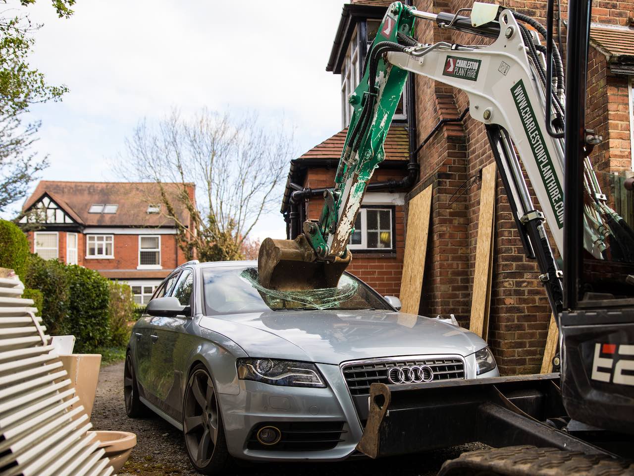 The digger on Coronation Street on May 23, 2022