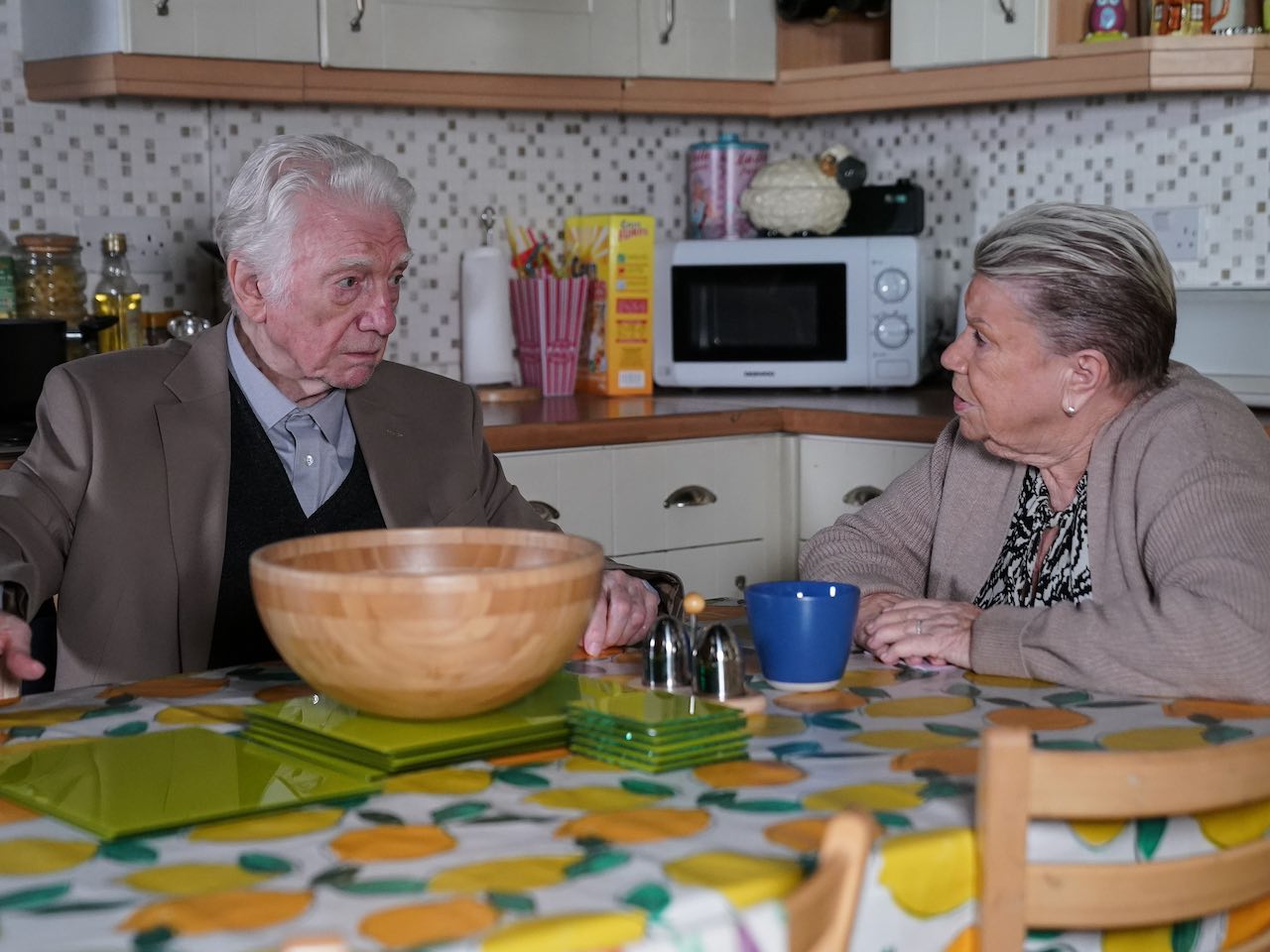 Stevie and Mo on EastEnders on July 10, 2024