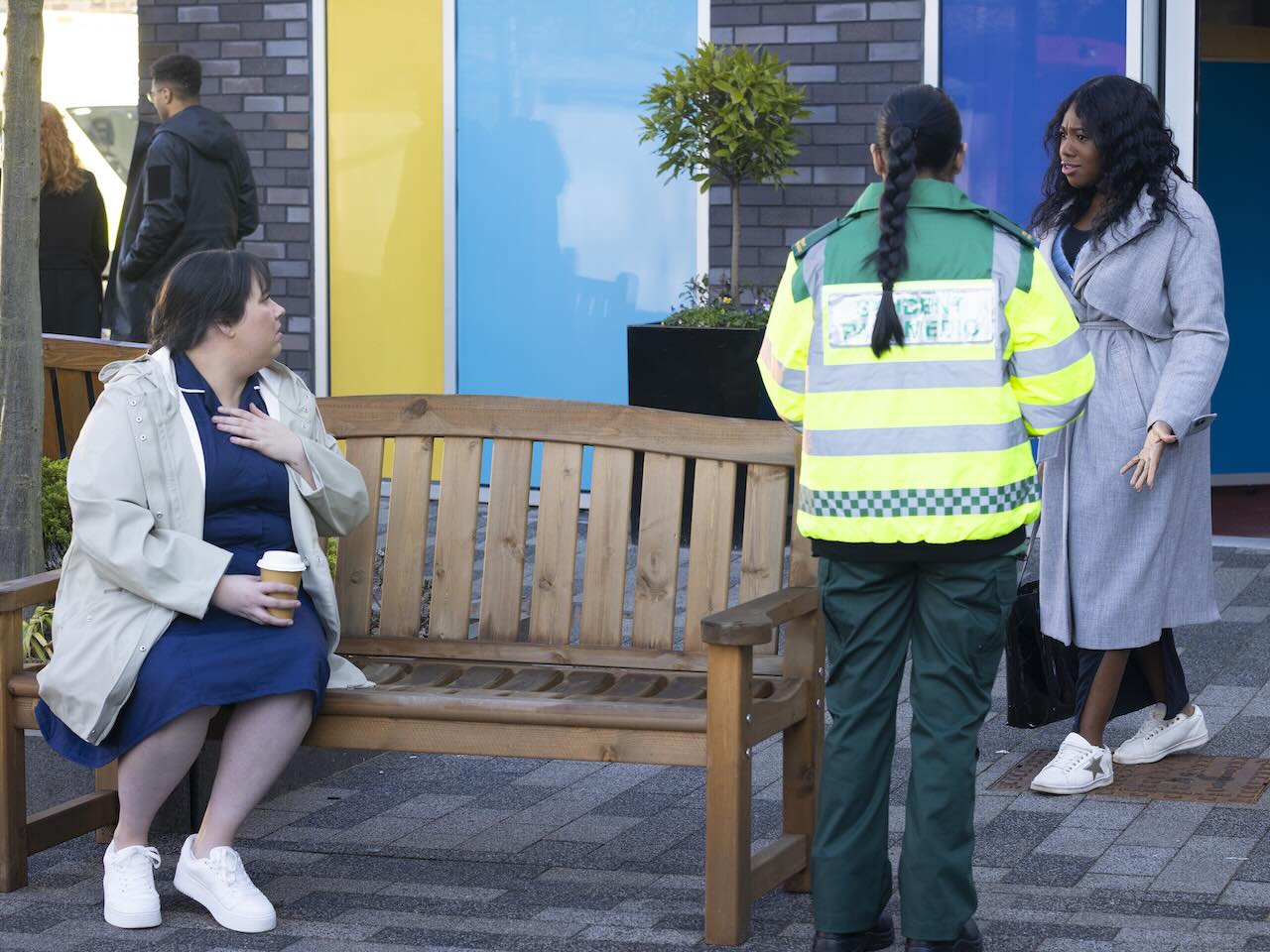 Dee-Dee, Asha and Zoe on Coronation Street on April 16, 2025