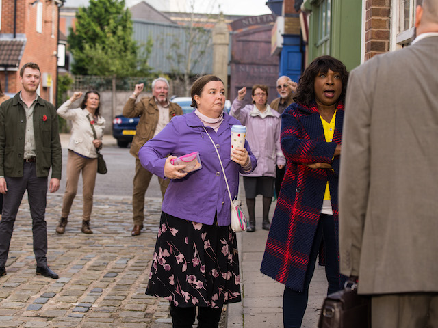 The residents at the protest on Coronation Street on November 3, 2021