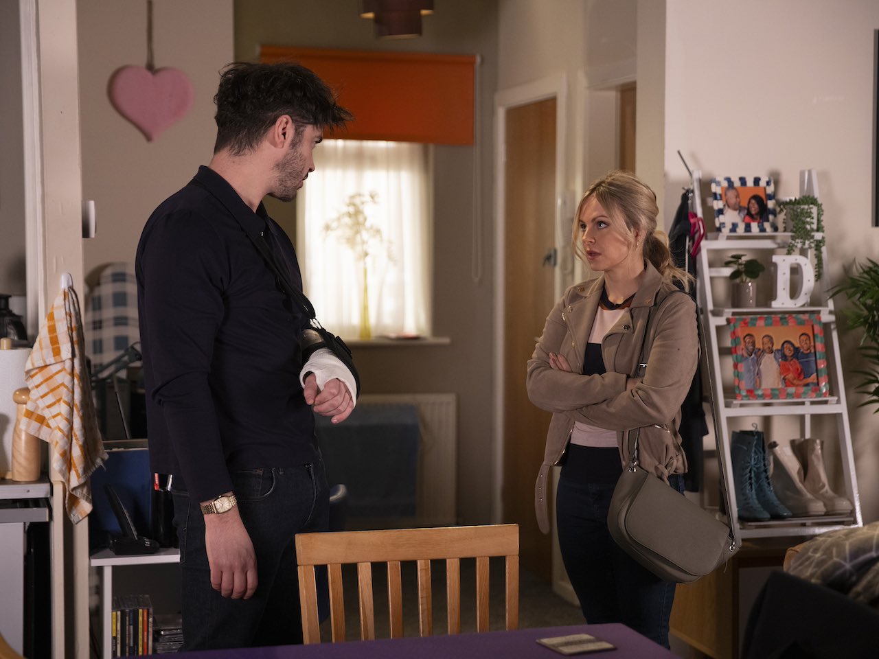Adam and Sarah on Coronation Street on March 29, 2024