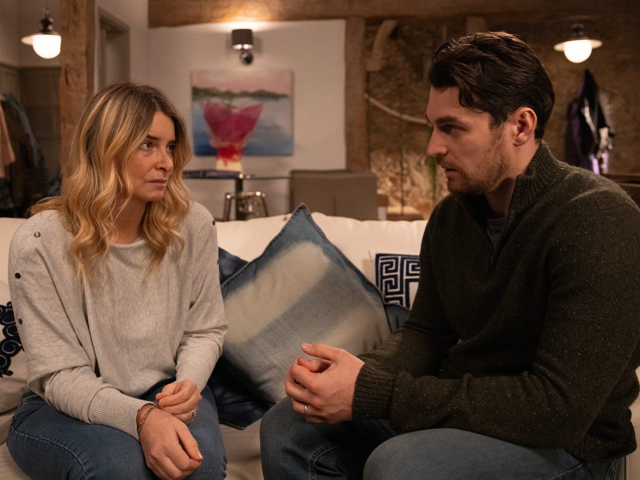 Charity and Mack on Emmerdale on March 6, 2024