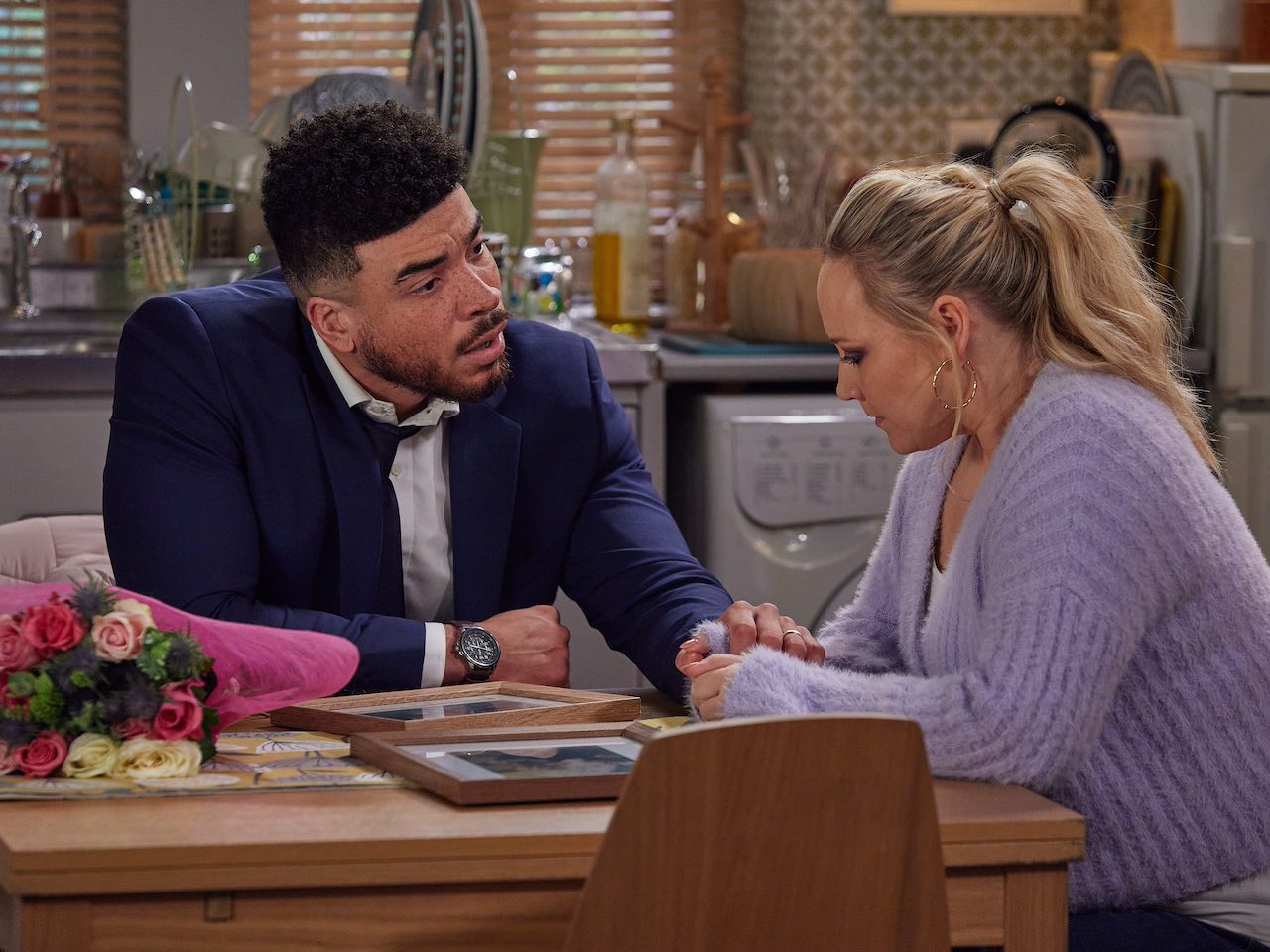 Nate and Tracy on Emmerdale on February 5, 2024