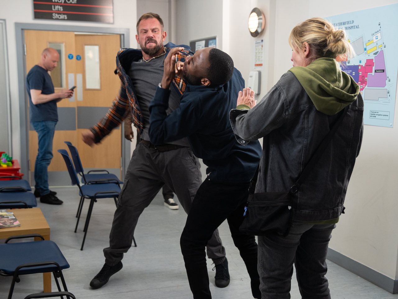 Dean and Michael on Coronation Street on August 21, 2023