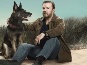 Ricky Gervais as Tony with Brandy in After Life