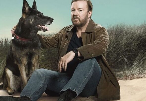 Ricky Gervais as Tony with Brandy in After Life