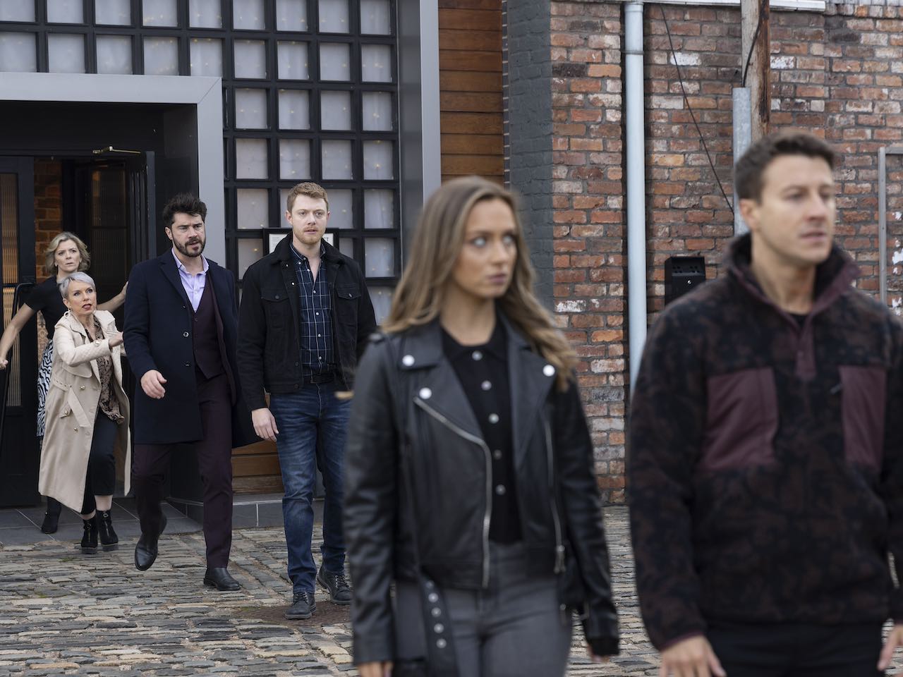 Daniel, Ryan and Crystal on Coronation Street on December 15, 2023