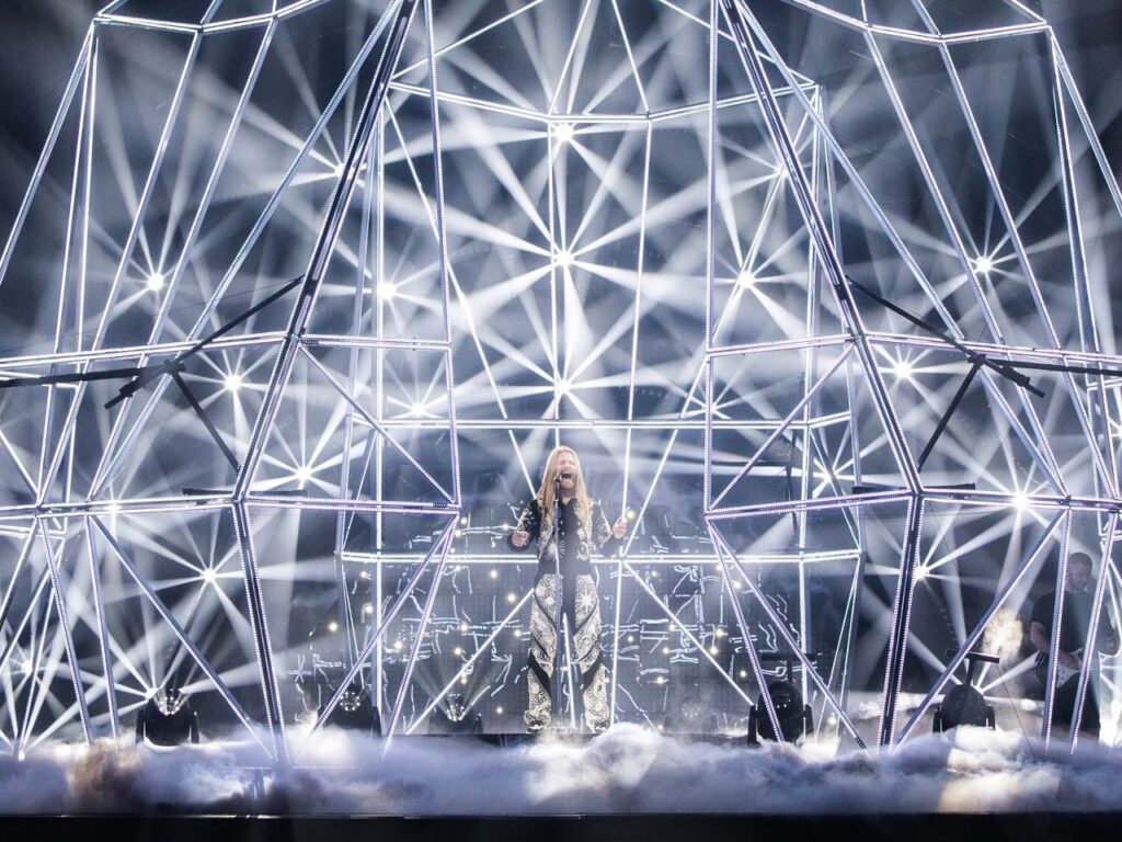 Sam Ryder performs ‘Space Man’ at the Eurovision Song Contest 2022 in Turin