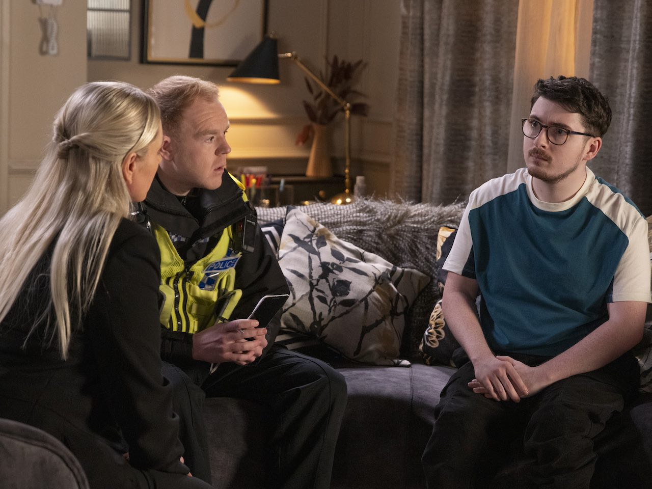 Bobby, Swain and Craig on Coronation Street on March 11, 2024