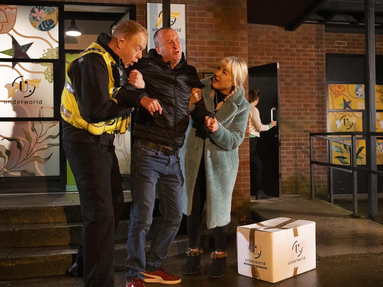Craig, Kirk and Beth on Coronation Street on January 24, 2024