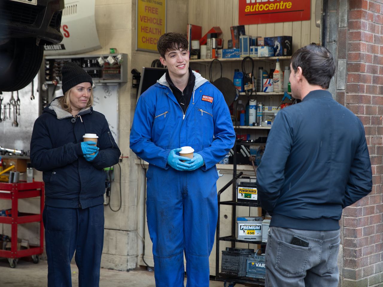 Abi, Aaron and Eric on Coronation Street on May 12, 2023