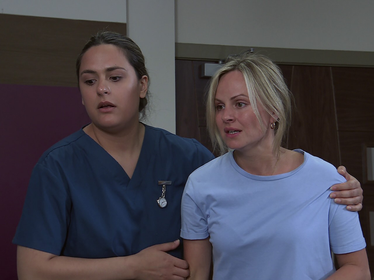 Sarah and a nurse on Coronation Street on September 27, 2024