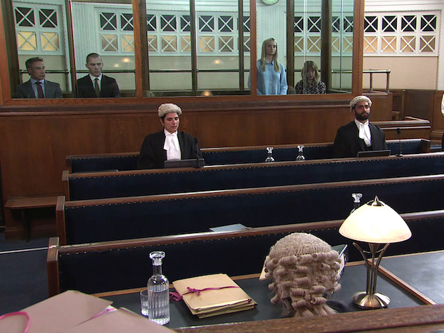 Kelly and Corey awaiting the verdict on Coronation Street on September 10, 2021